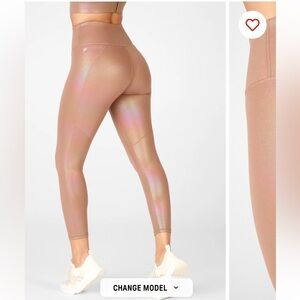 Fabletics High Waisted Iridescent Luxe 7/8 Mocha Leggings - Large - NWT